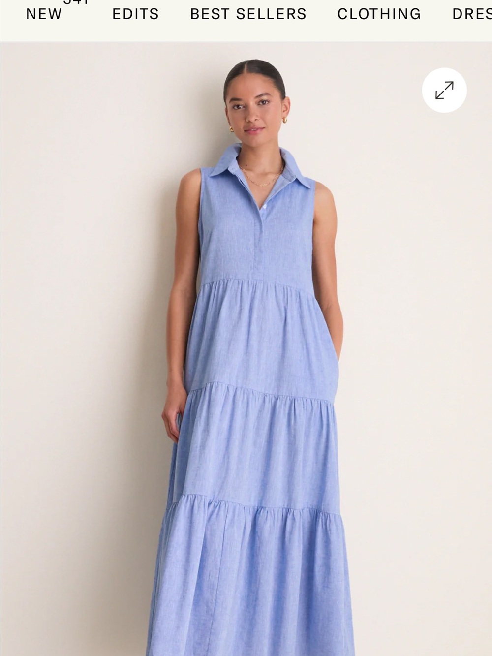 Tuckernuck Chambray Sleeveless Mabel Maxi Dress. Large.